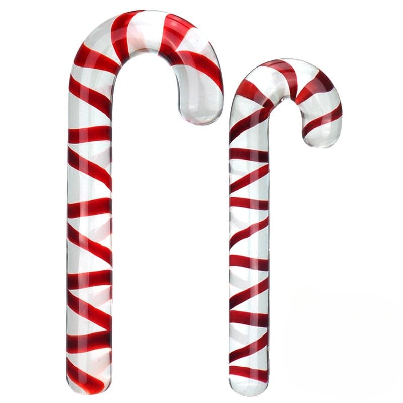 Glass holiday-themed anal plug in tree or candy cane shape, photo 6