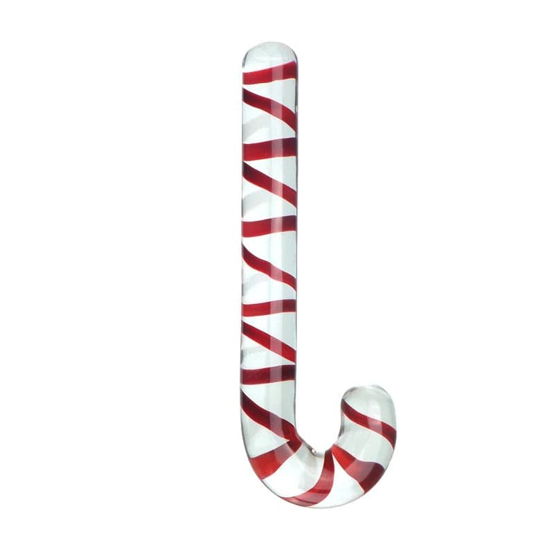 Glass holiday-themed anal plug in tree or candy cane shape, photo 7