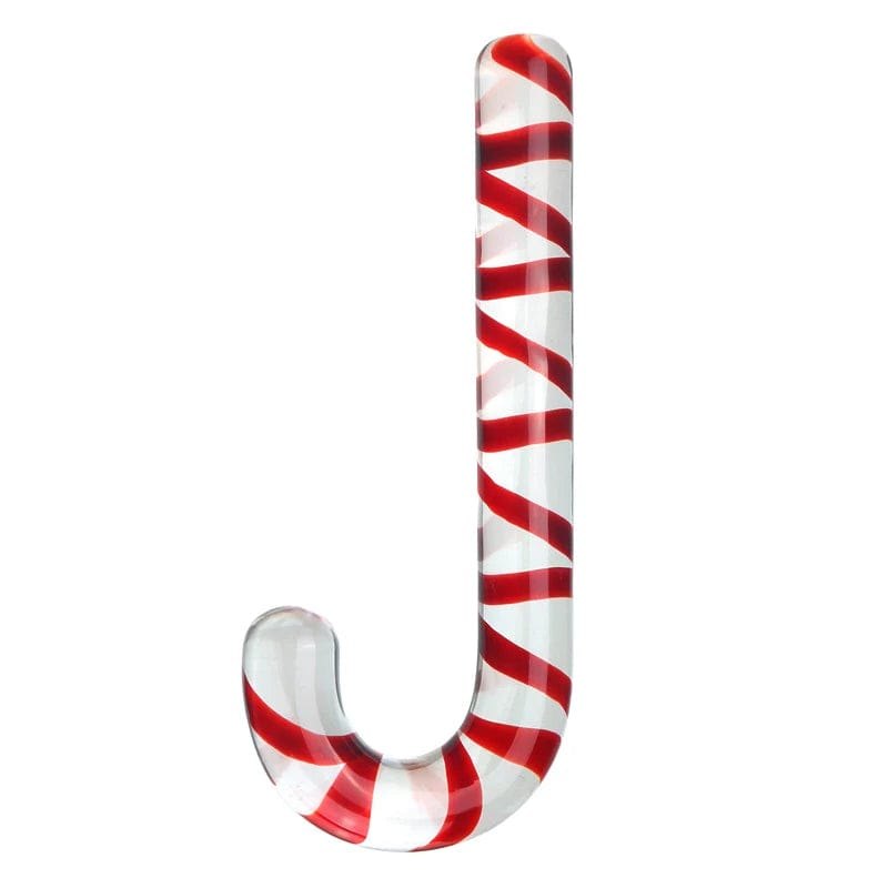 Glass holiday-themed anal plug in tree or candy cane shape, photo 8