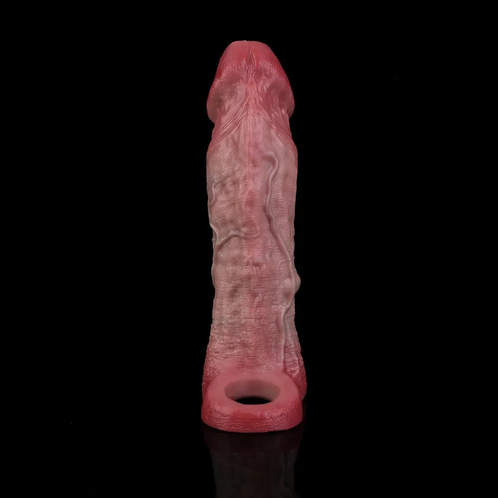 Flesh blue-veined hollow cock sleeve dildo, photo 12