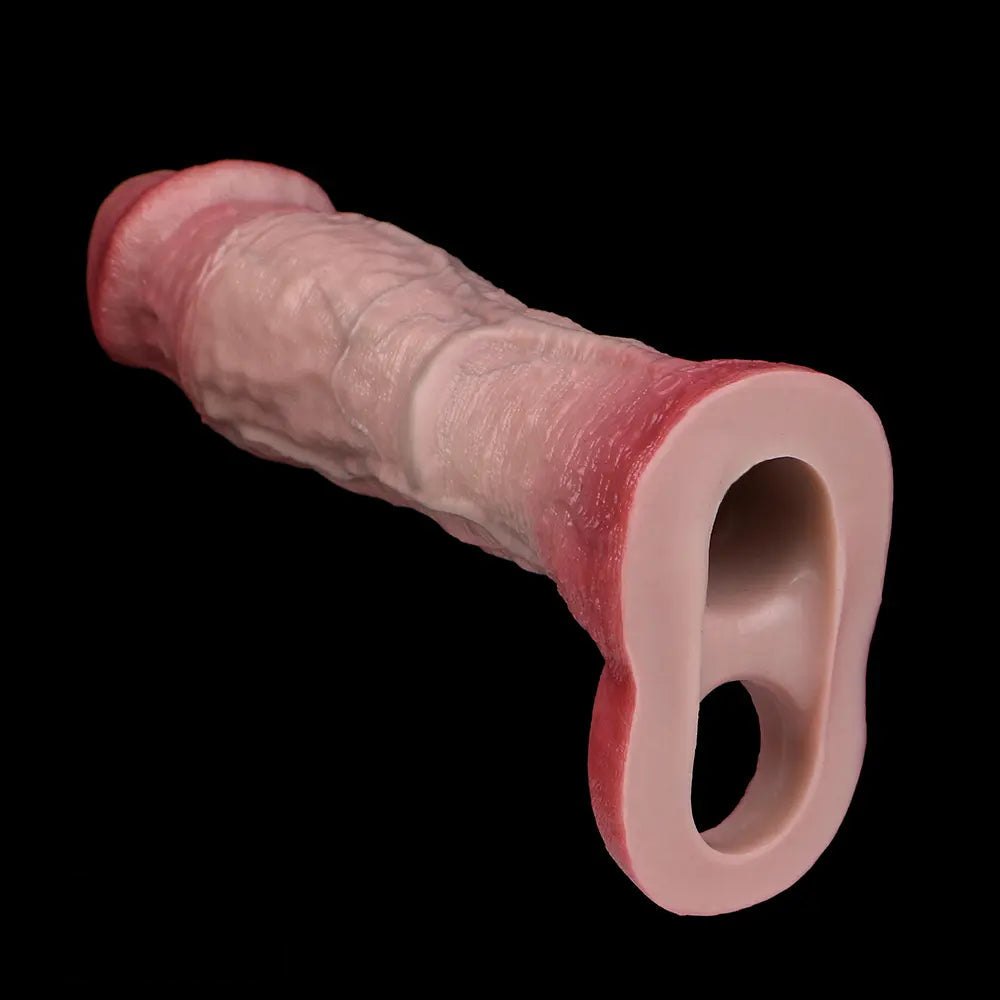 Flesh blue-veined hollow cock sleeve dildo, photo 15