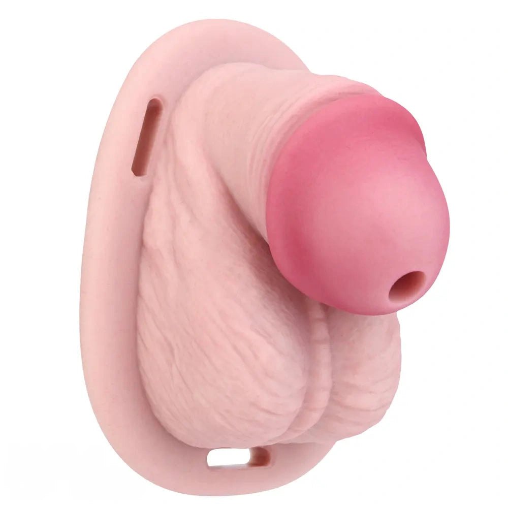 Flesh-tone hollow chastity cage sheath, photo 1