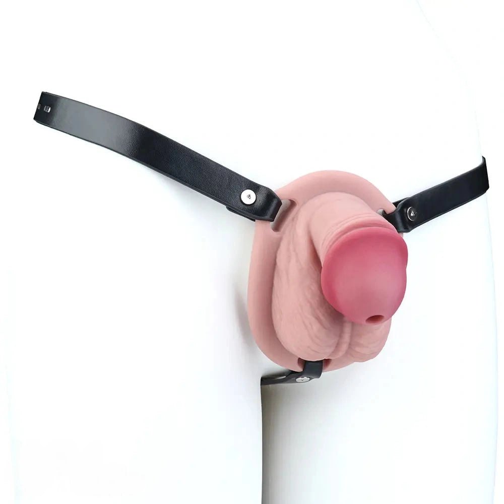 Flesh-tone hollow chastity cage sheath, photo 10