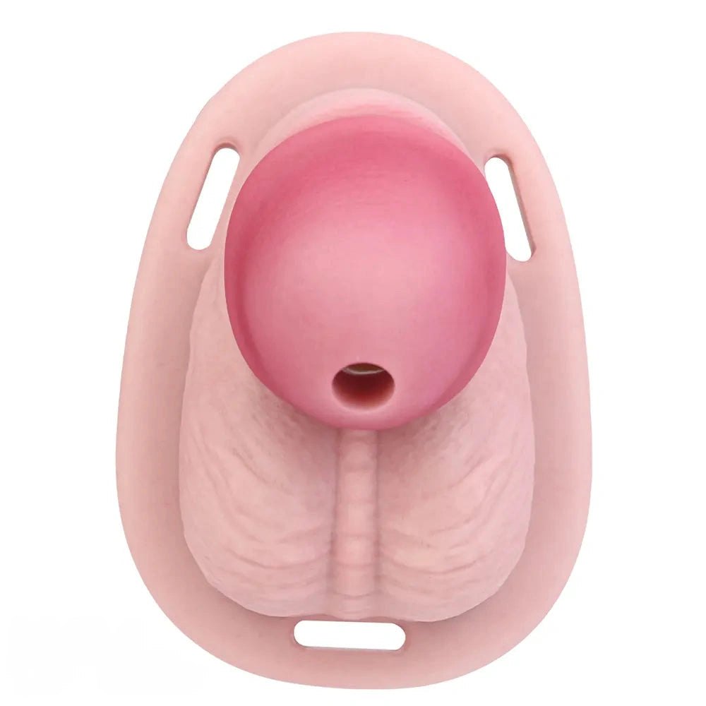 Flesh-tone hollow chastity cage sheath, photo 11