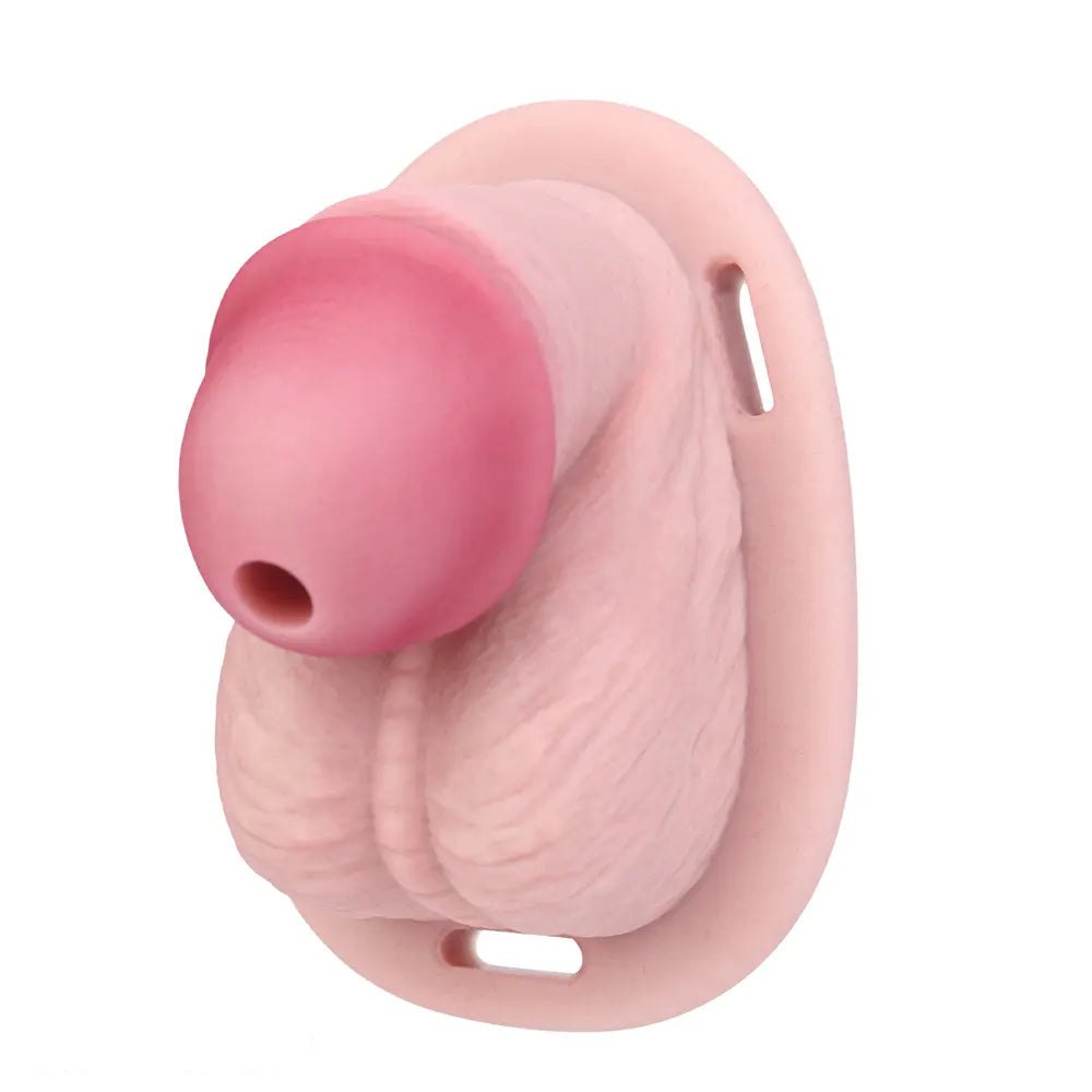 Flesh-tone hollow chastity cage sheath, photo 15