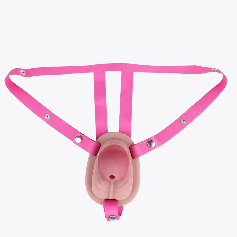 Flesh-tone hollow chastity cage sheath, photo 16