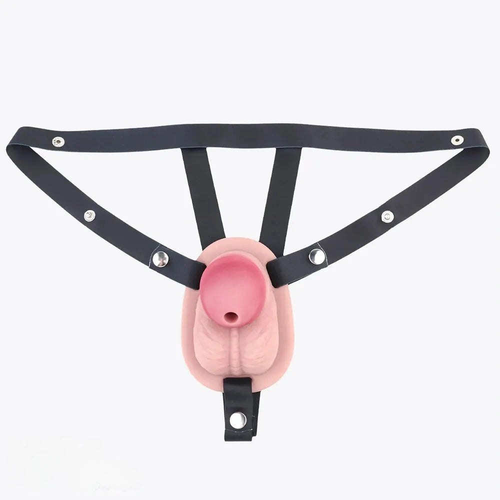 Flesh-tone hollow chastity cage sheath, photo 17