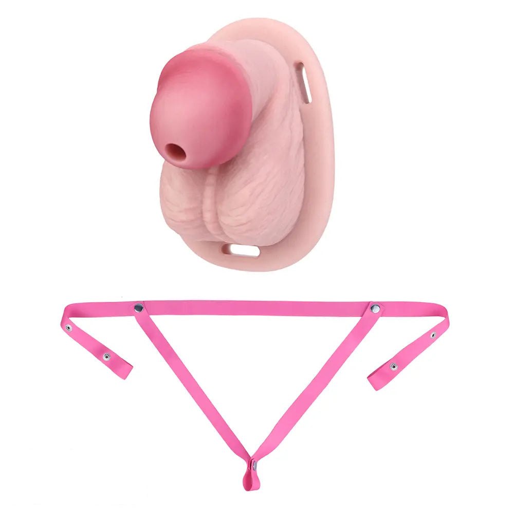 Flesh-tone hollow chastity cage sheath, photo 18