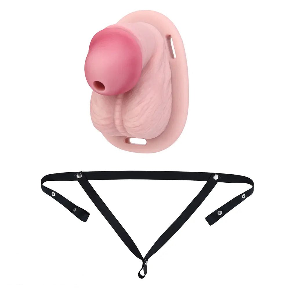 Flesh-tone hollow chastity cage sheath, photo 19