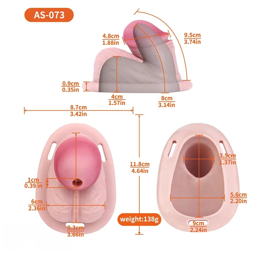 Flesh-tone hollow chastity cage sheath, photo 6