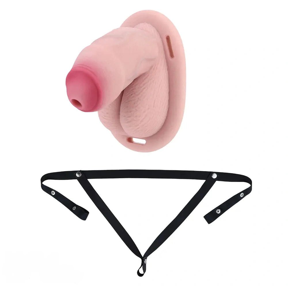 Flesh-tone hollow chastity masturbator sleeve, photo 19