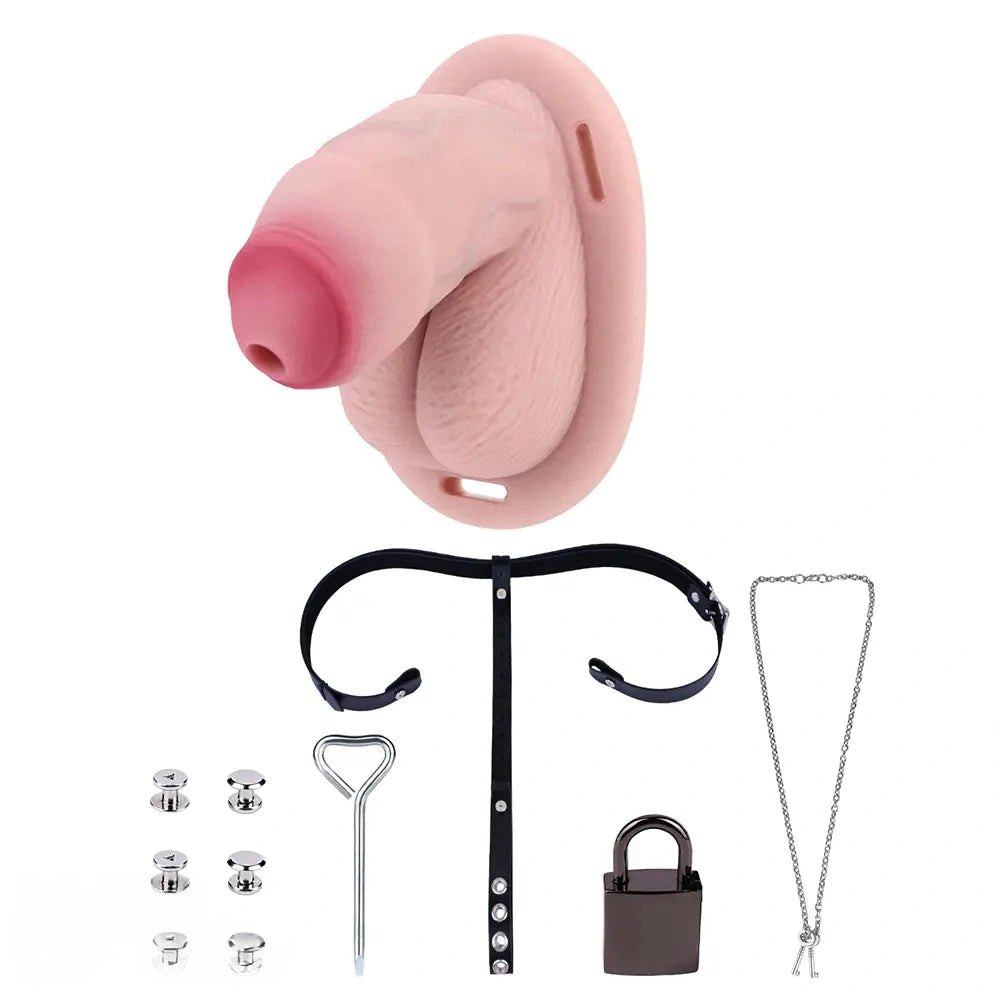 Flesh-tone hollow chastity masturbator sleeve, photo 20