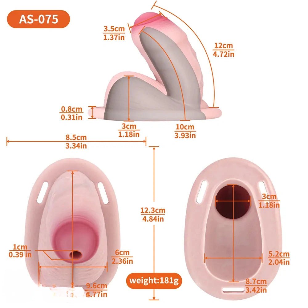 Flesh-tone hollow chastity masturbator sleeve, photo 6