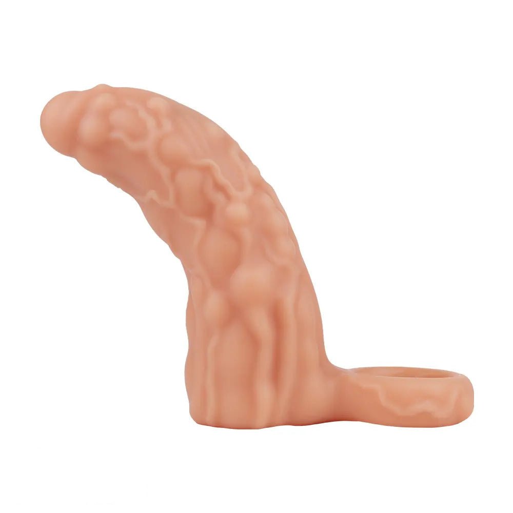 Flesh tone hollow cock sleeve with ring, photo 1