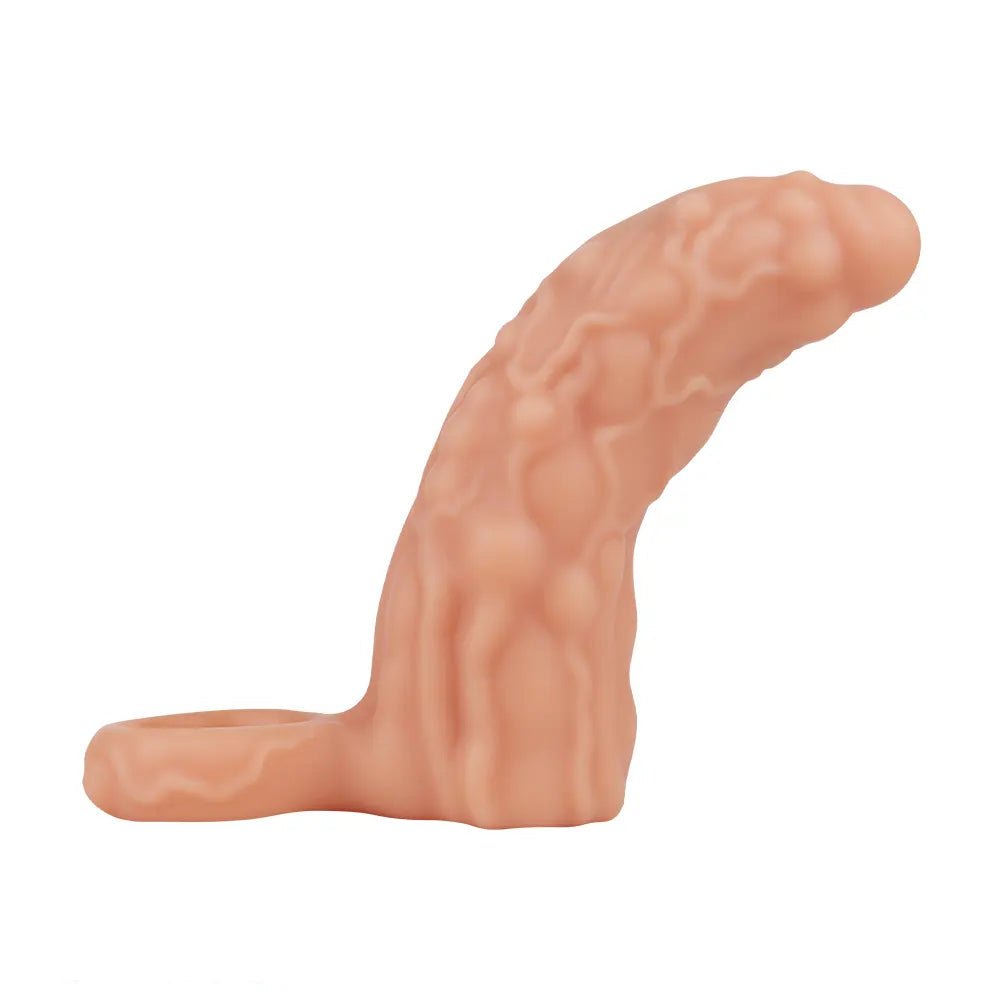Flesh tone hollow cock sleeve with ring, photo 11