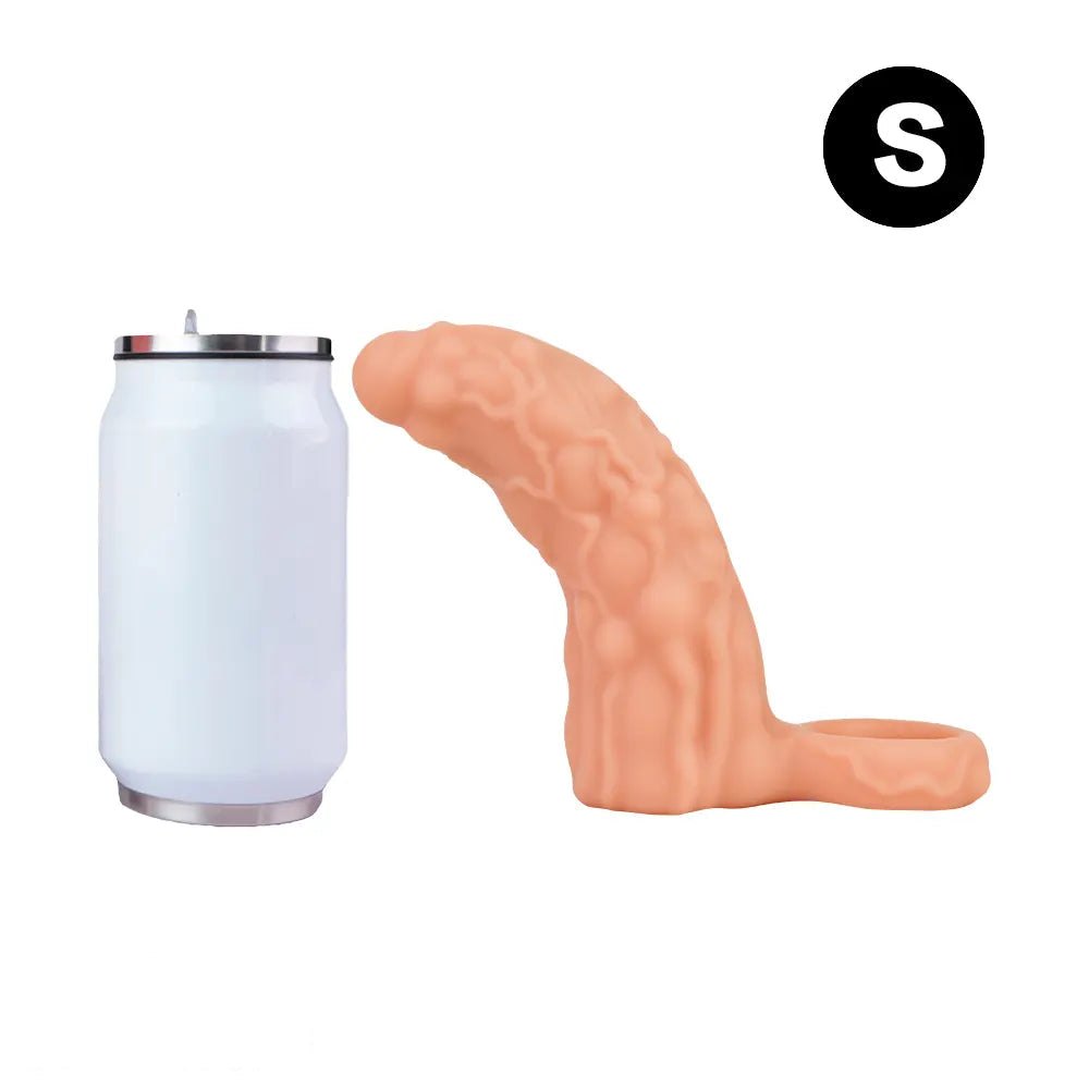Flesh tone hollow cock sleeve with ring, photo 17