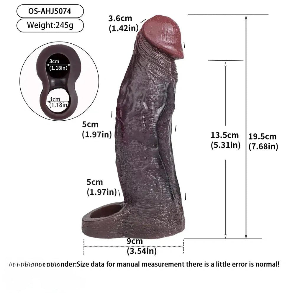Coffee hollow silicone dildo sleeve, photo 15