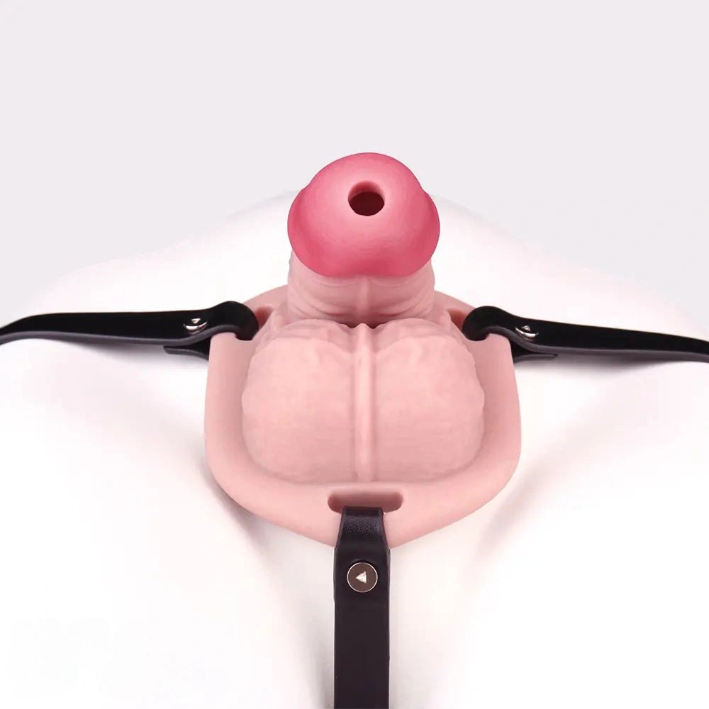 Flesh tone hollow silicone strap-on dildo, photo 11