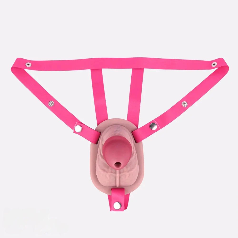 Flesh tone hollow silicone strap-on dildo, photo 17