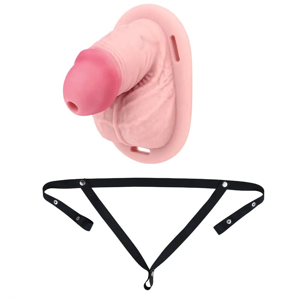 Flesh tone hollow silicone strap-on dildo, photo 19