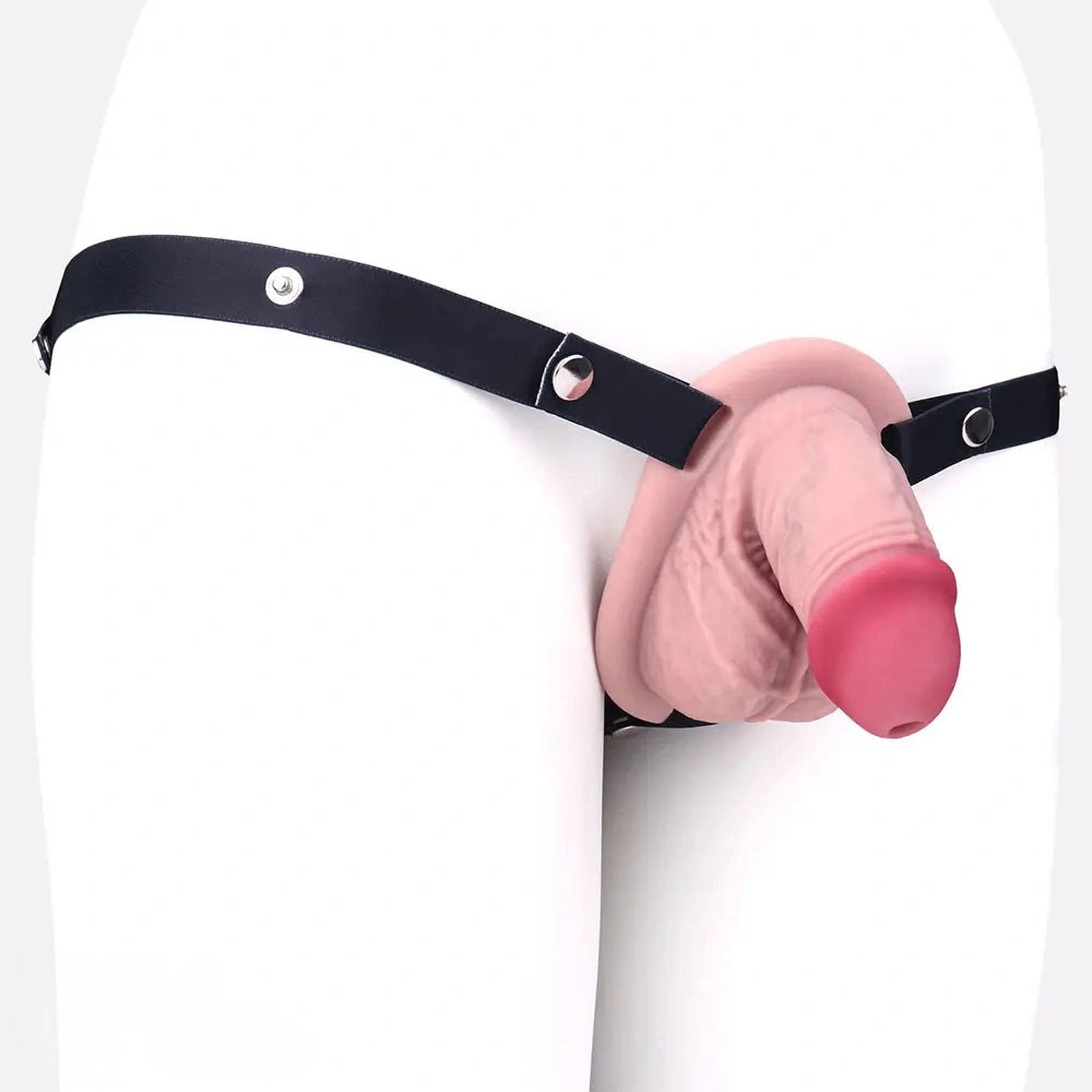 Flesh tone hollow silicone strap-on dildo, photo 3