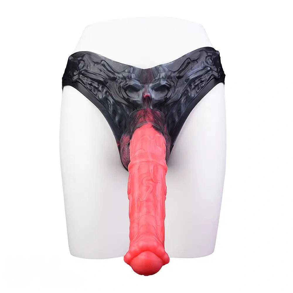 Hollow horse-shaped silicone strap-on dildo with harness panty, photo 10