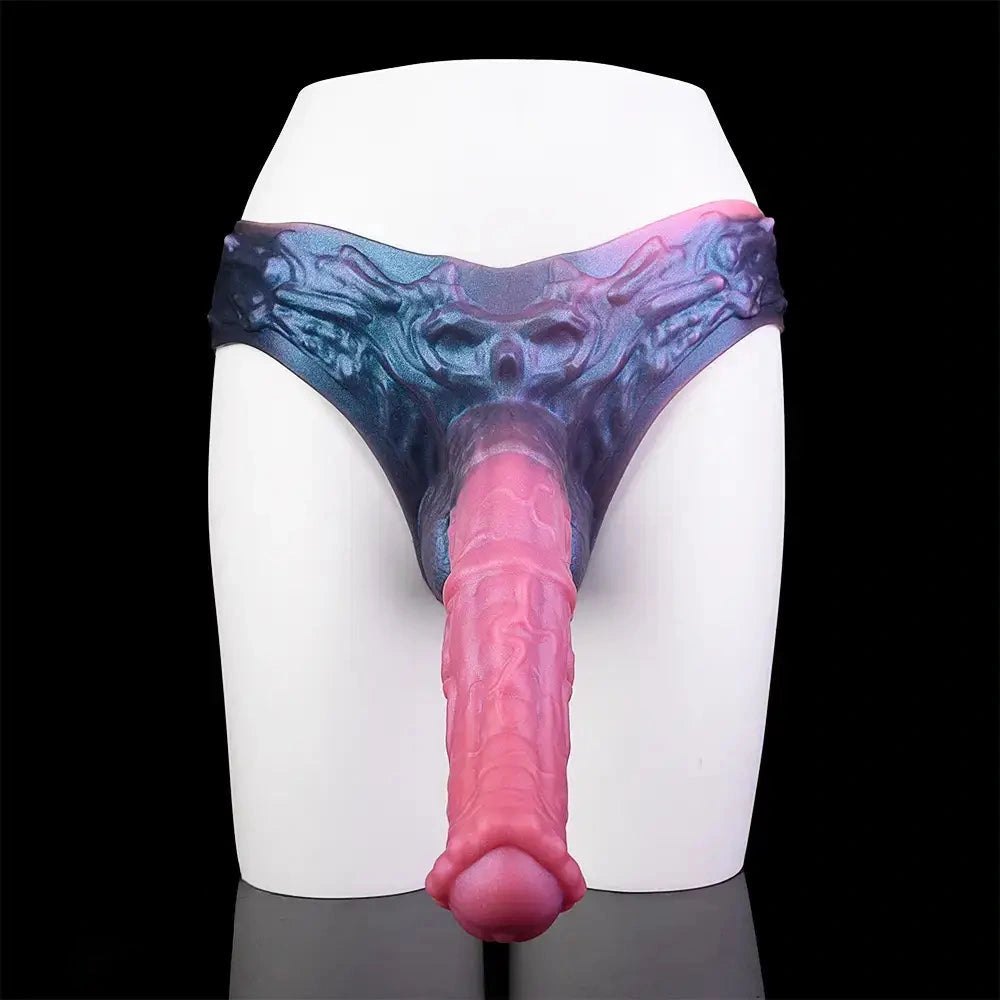 Hollow horse-shaped silicone strap-on dildo with harness panty, photo 13