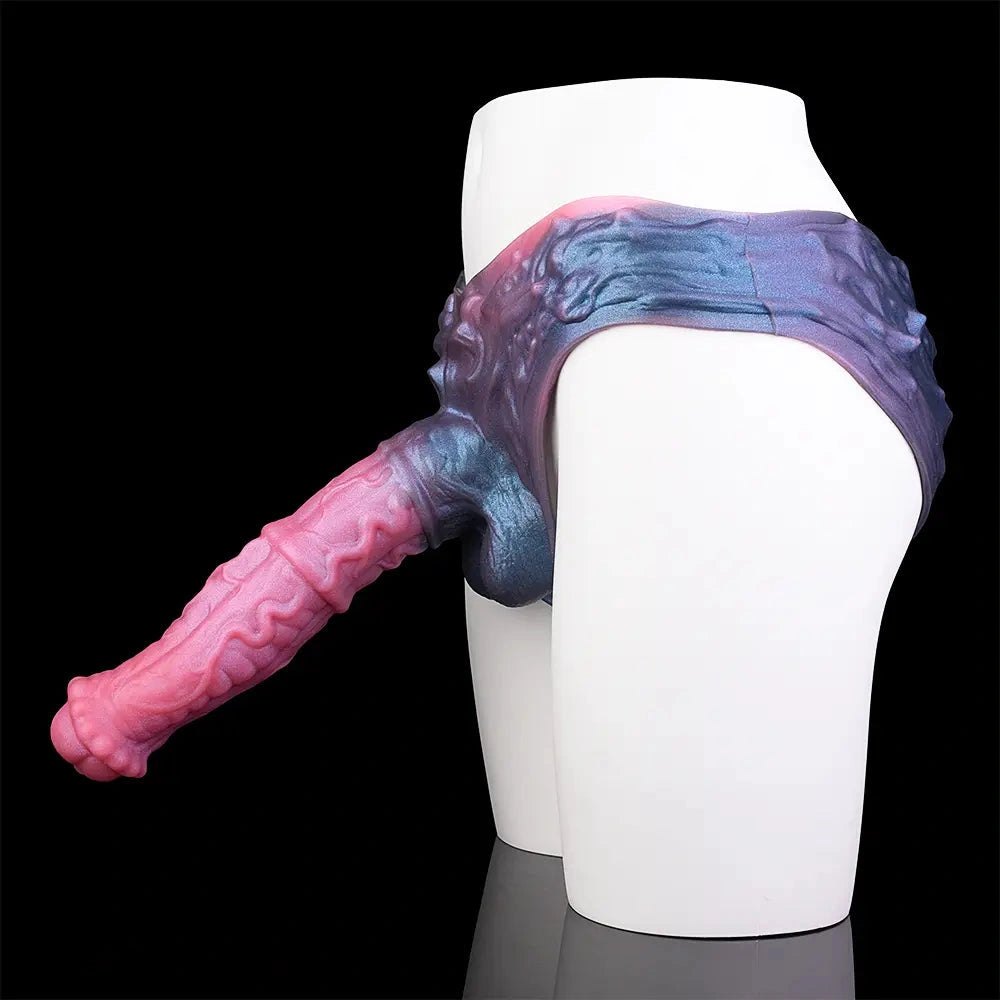 Hollow horse-shaped silicone strap-on dildo with harness panty, photo 15