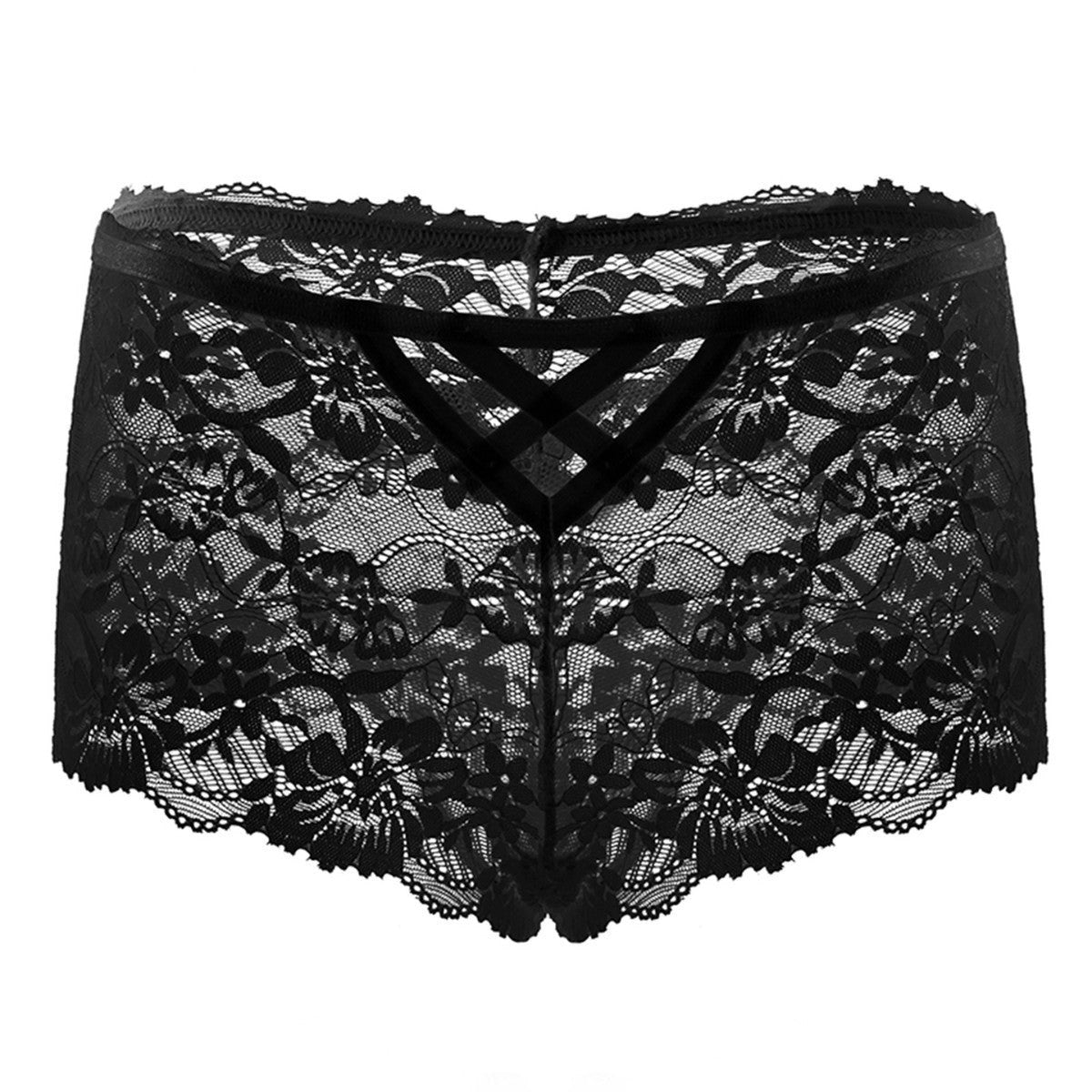 Hollow lace cross strap boyshort, photo 5