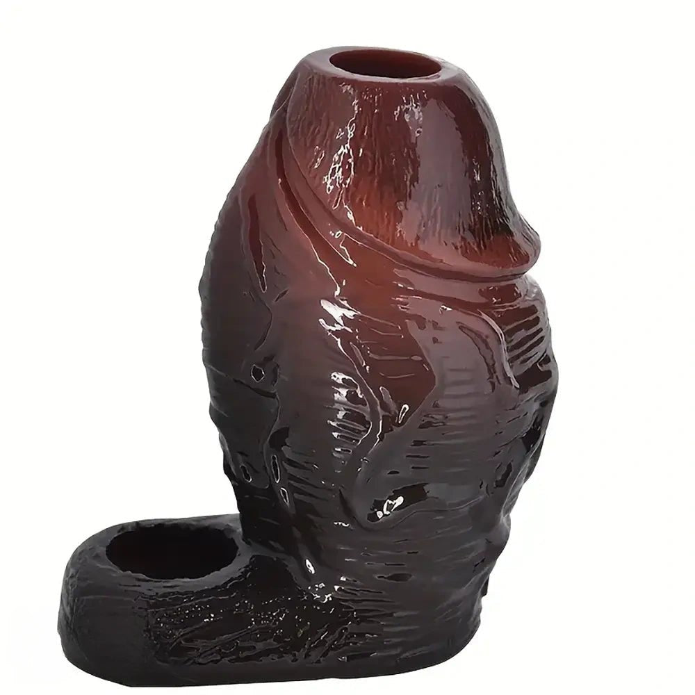 Ebony hollow open-ended silicone penis sleeve