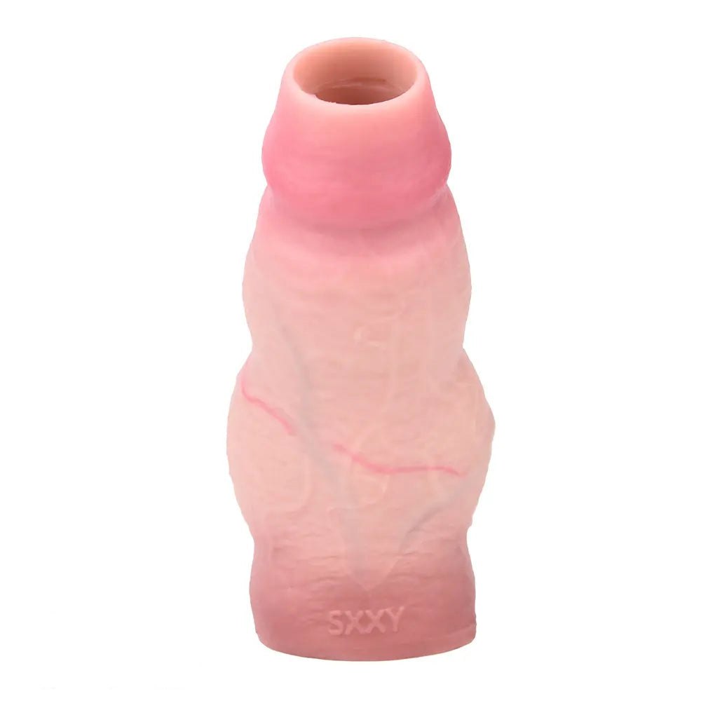 Flesh-tone hollow silicone penis extender sleeve, photo 1
