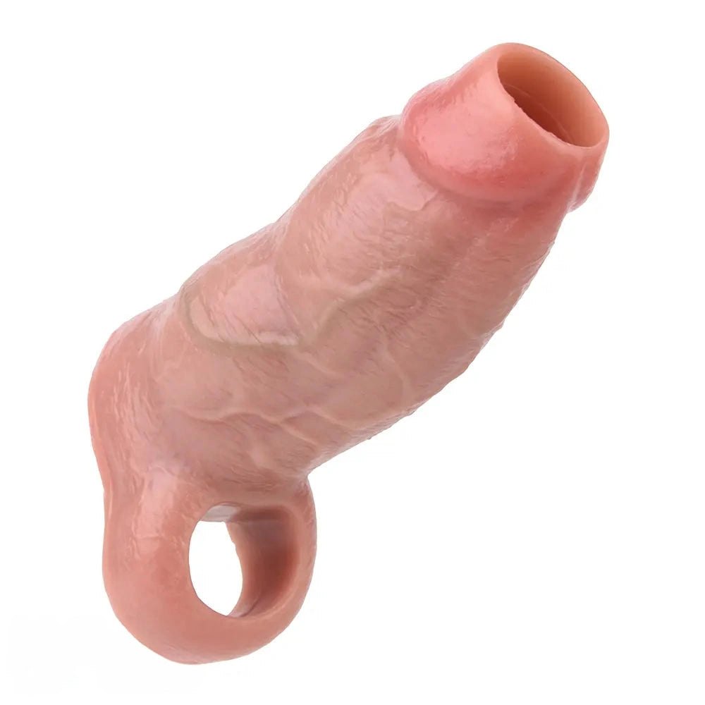 Flesh-tone hollow silicone penis extender sleeve, photo 5