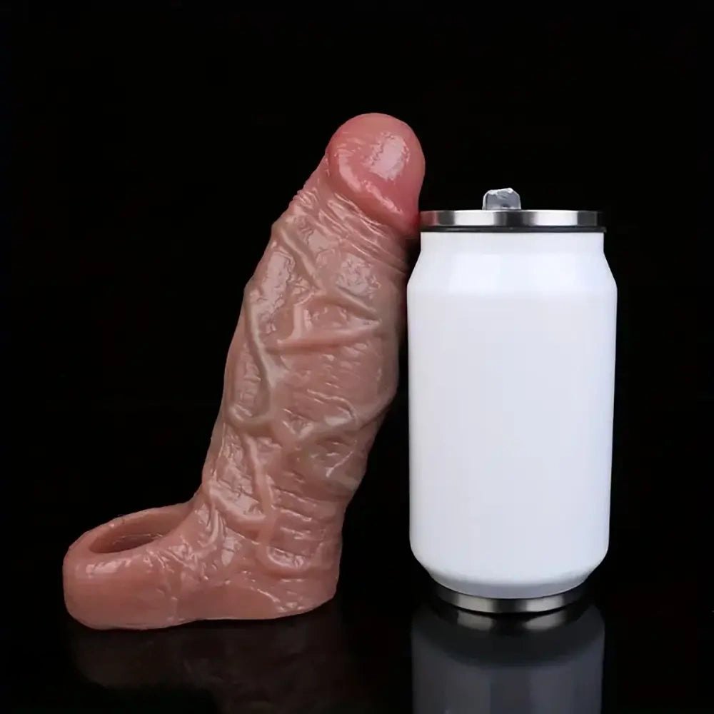 Flesh hollow penis sleeve with cock ring, photo 13