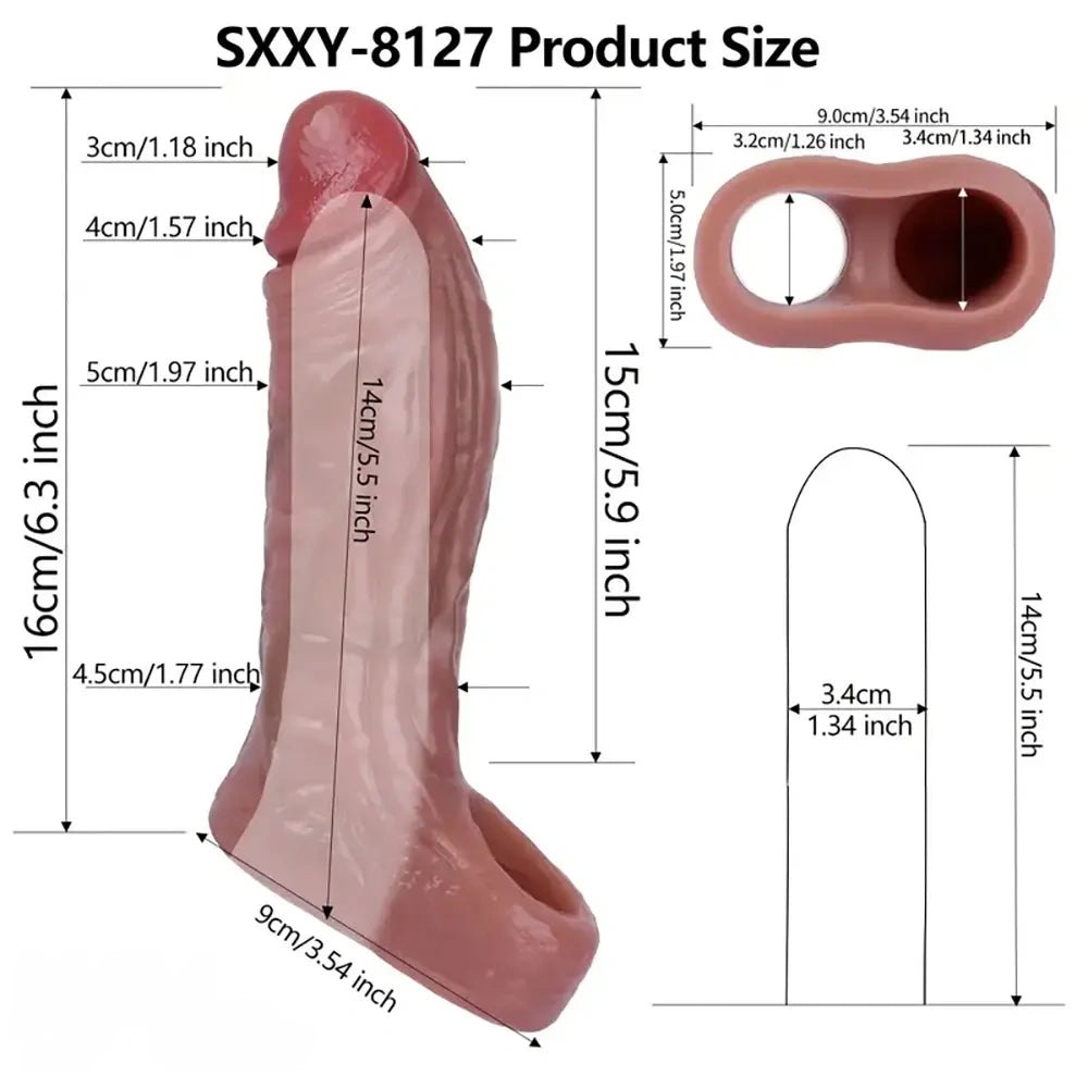 Flesh hollow penis sleeve with cock ring, photo 16
