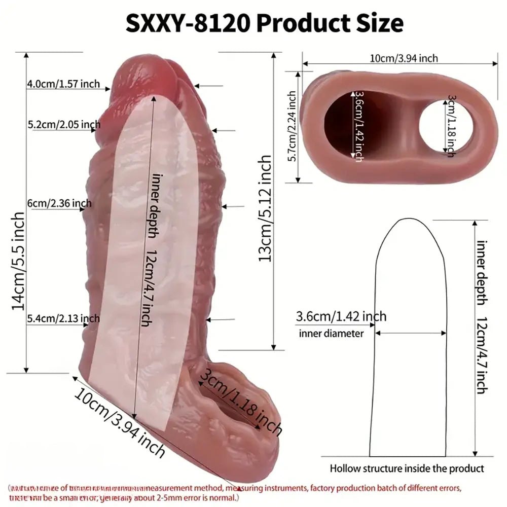 Flesh hollow penis sleeve with cock ring, photo 17