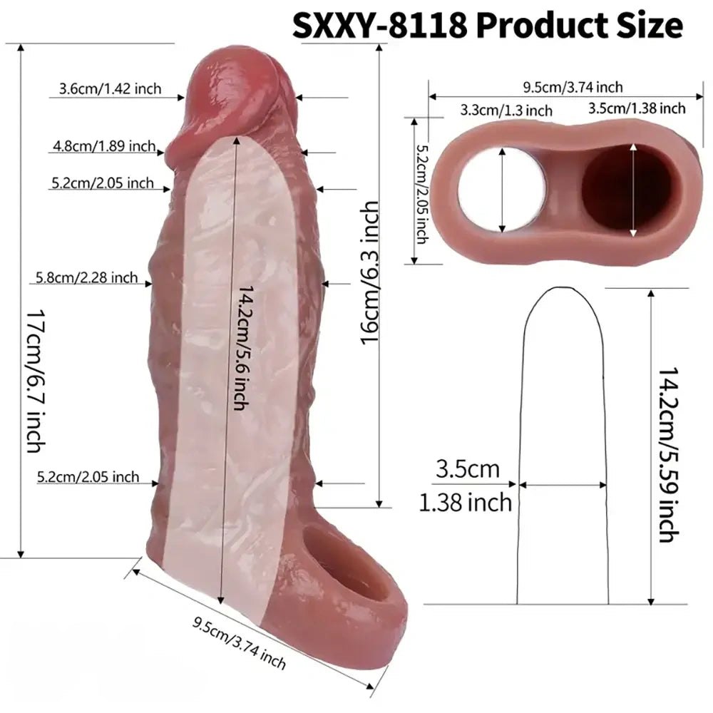 Flesh hollow penis sleeve with cock ring, photo 19