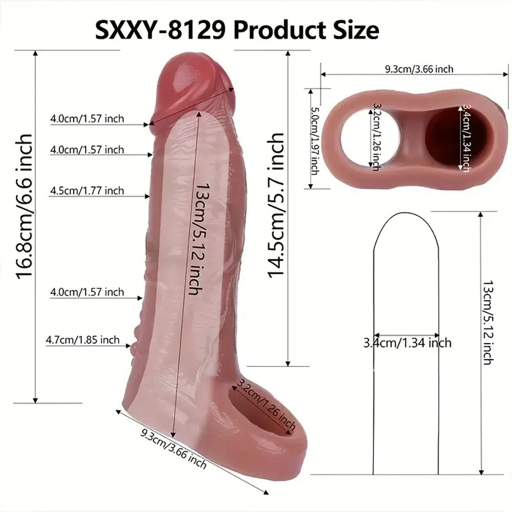 Flesh hollow penis sleeve with cock ring, photo 5