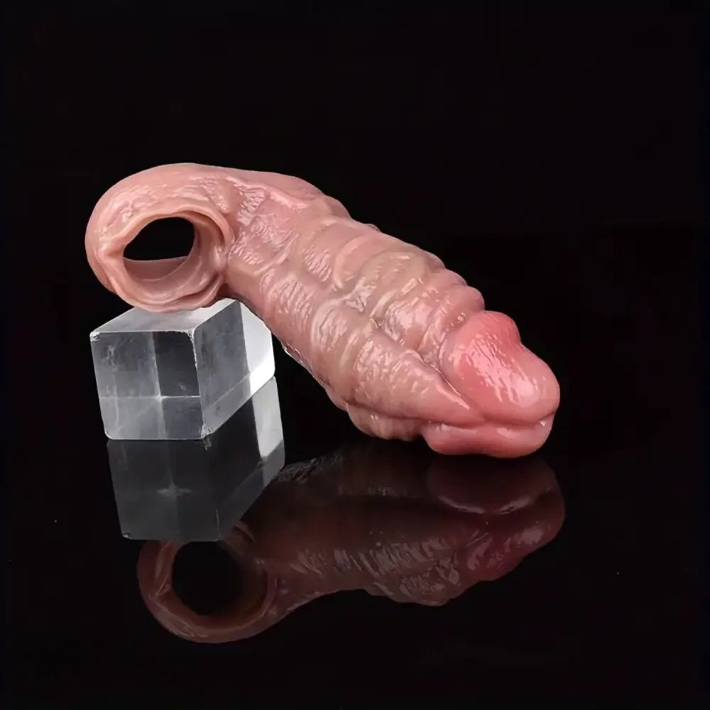 Flesh hollow penis sleeve with cock ring, photo 9