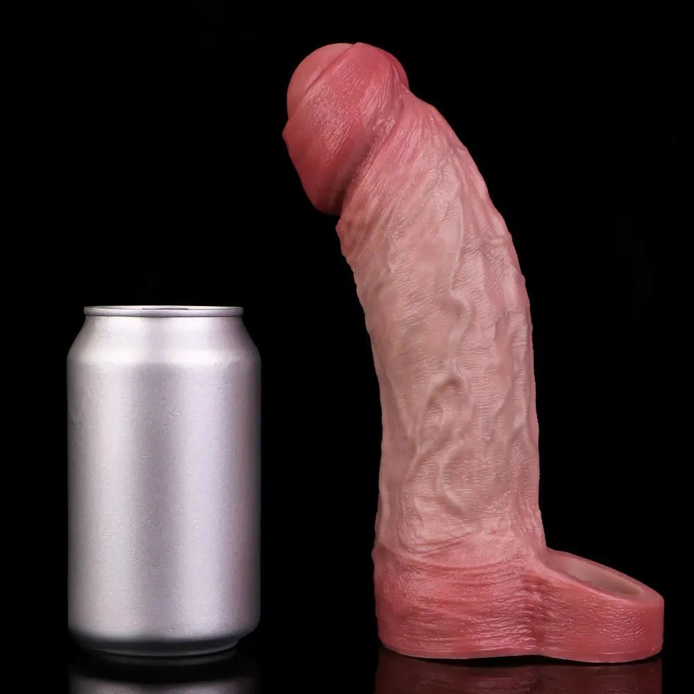 Flesh-tone hollow penis sleeve with ring, photo 14