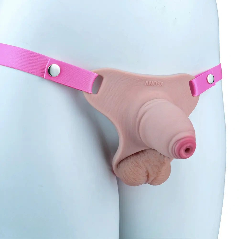 Flesh-tone hollow realistic penis sheath, photo 12