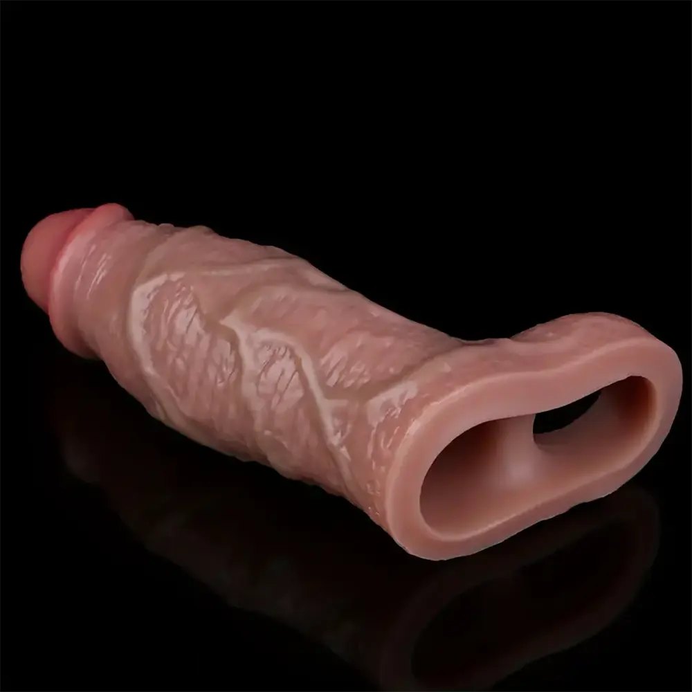 Flesh tone hollow dildo sleeve with ring, photo 10