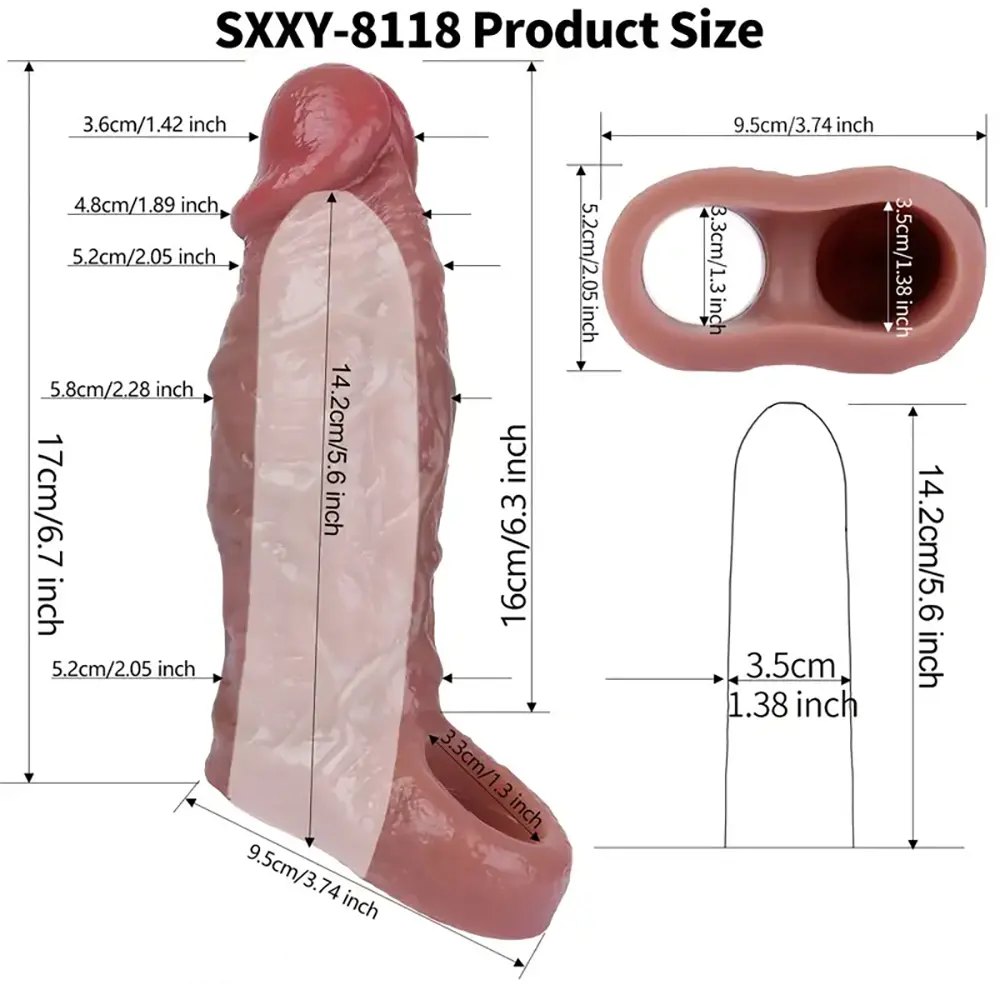 Flesh tone hollow dildo sleeve with ring, photo 4