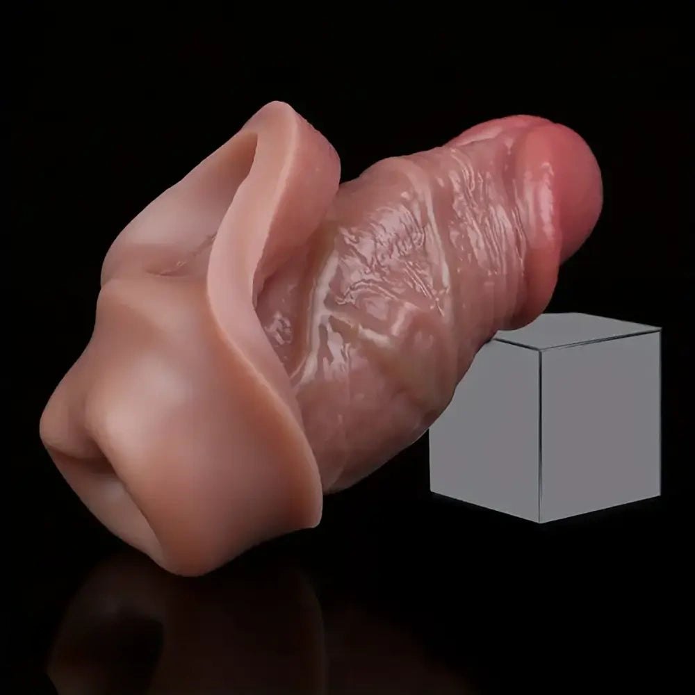 Flesh tone hollow dildo sleeve with ring, photo 8