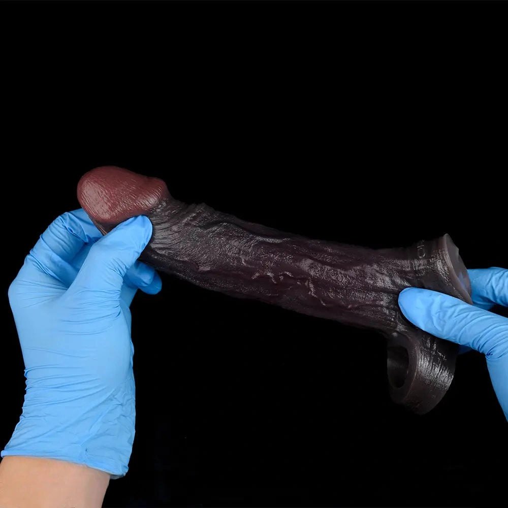 Coffee tone silicone dildo sleeve, photo 13