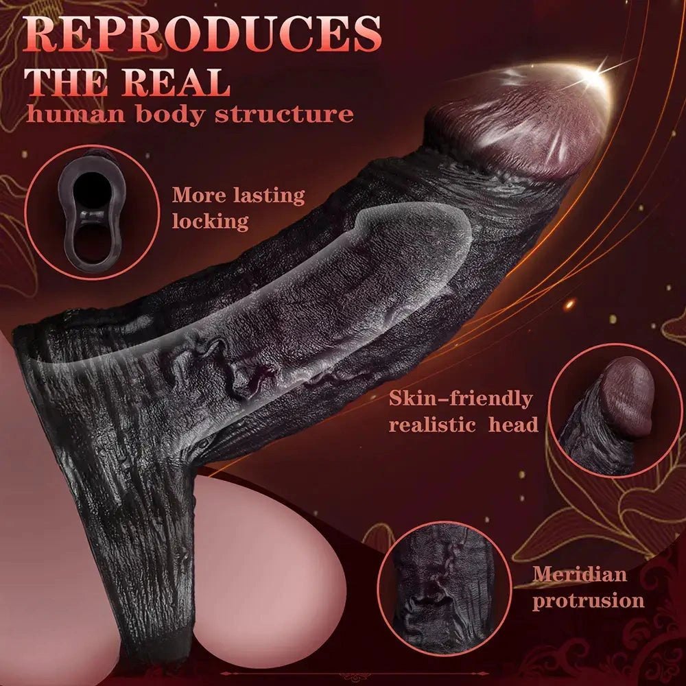 Coffee tone silicone dildo sleeve, photo 4