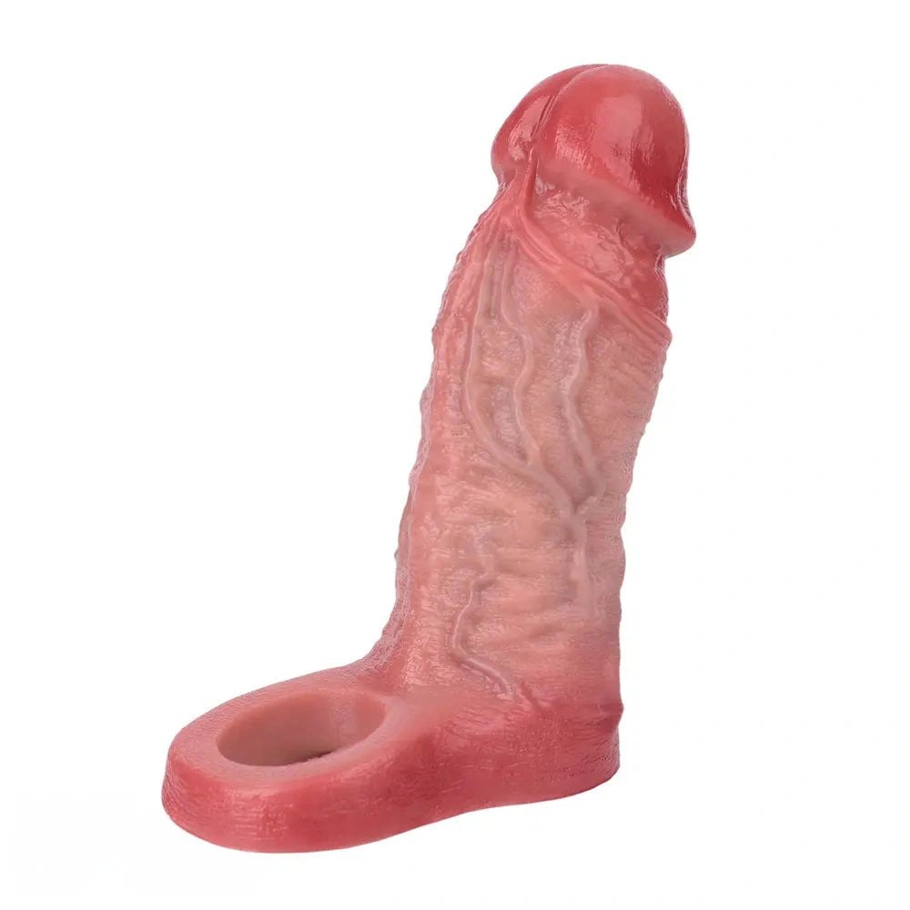 Flesh tone hollow silicone penis extension sleeve, photo 1