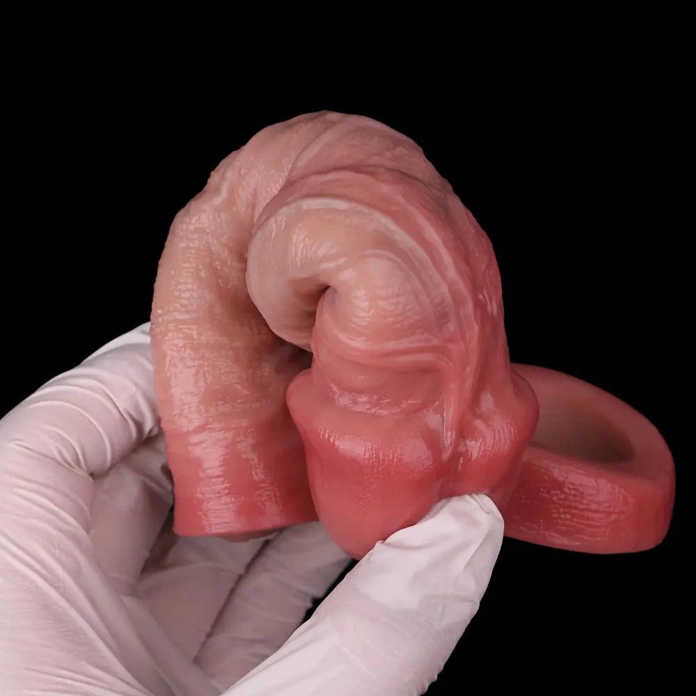 Flesh tone hollow silicone penis extension sleeve, photo 11