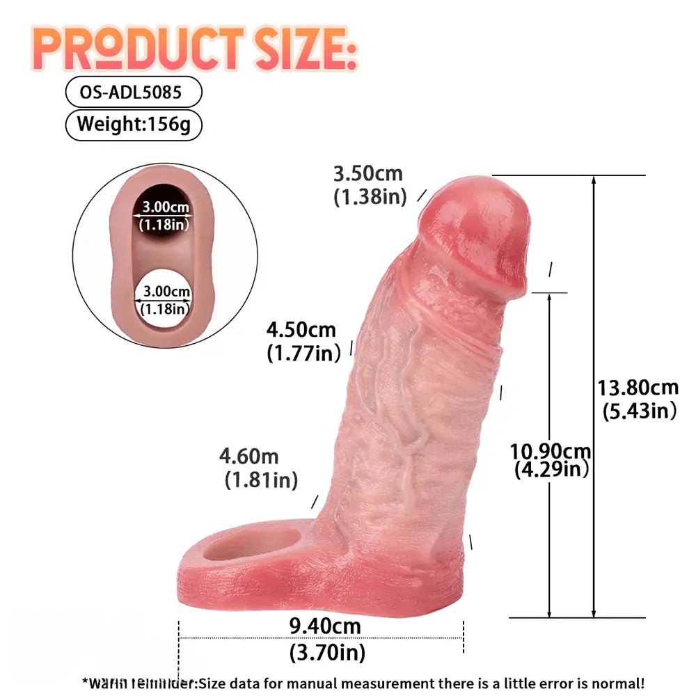 Flesh tone hollow silicone penis extension sleeve, photo 8