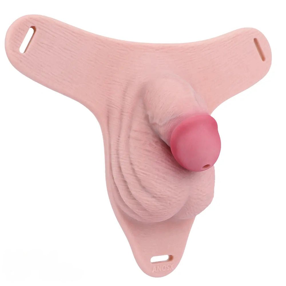 Flesh silicone hollow harness strap-on dildo, photo 1