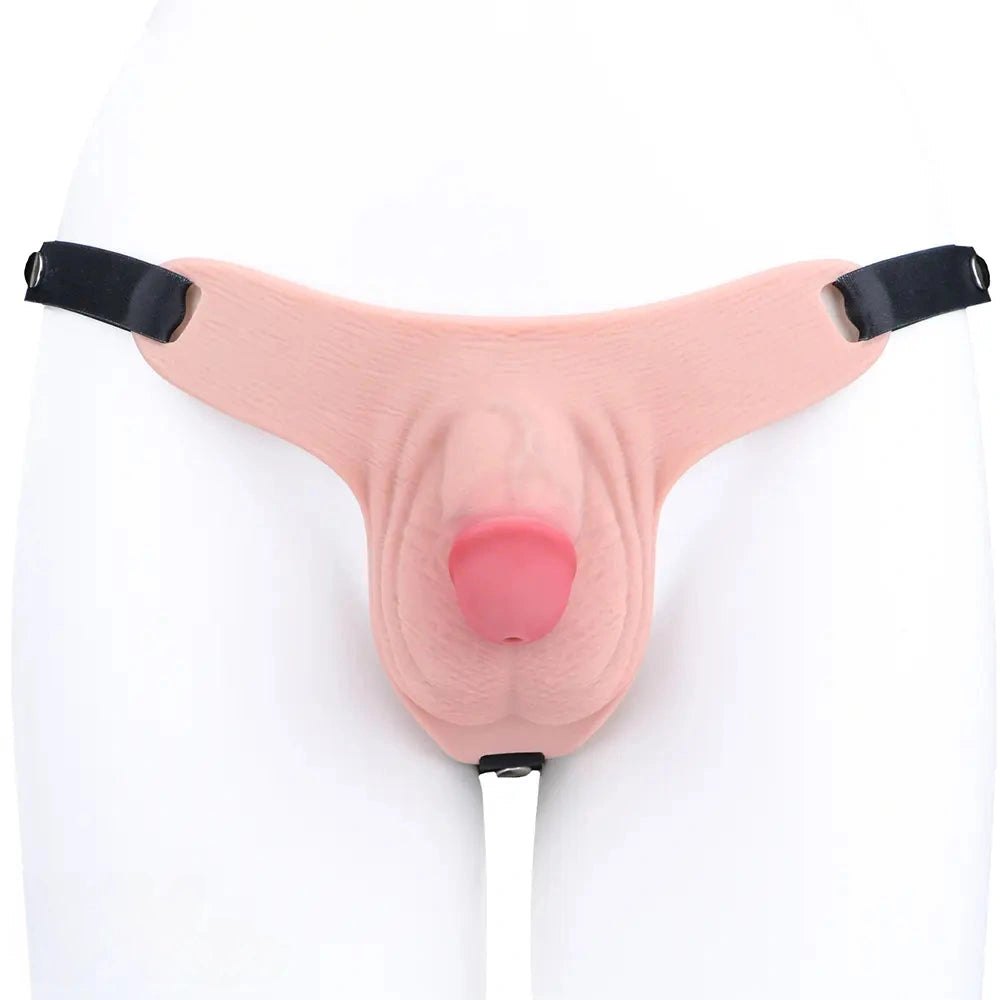 Flesh silicone hollow harness strap-on dildo, photo 10